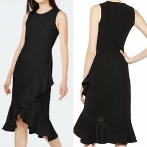 Calvin Klein Women's  Ruffled Wrap-Hem Dress Black size 10 new with tag